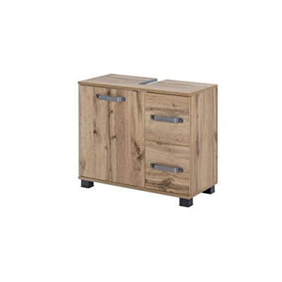Afbeelding van Schildmeyer Wastafelonderkast Milan Breedte 65 cm, met 1 deur &amp; 2 laden, dempers