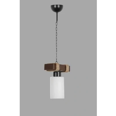 Afbeelding van Elniti hanglamp B20xD80cm Wit glas en donker hout Menzzo