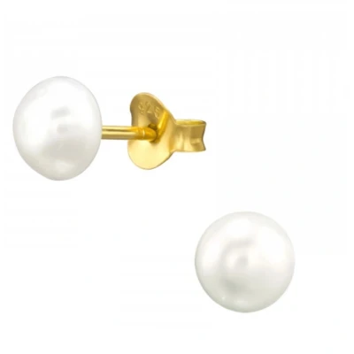 Afbeelding van La Rosa Princesa Zoetwater Parel Oorbellen Zilver Goud Plating 6mm