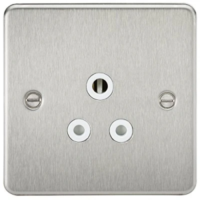 Afbeelding van Knightsbridge FP5ABCW FP5AB FPAV5ABCW Platte plaat 5A Ongeschakelde Socket Geborsteld Chroom met Witte Insert, 230 V