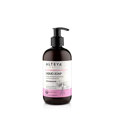 Afbeelding van Alteya Organic Vloeibare Zeep Rozengeranium 250 ml USDA Biologisch Gecertificeerde Puur Natuurlijke en Douchegel
