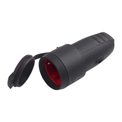 Afbeelding van Meister Geaarde koppeling rubber/kunststof zwart 250 V 16 A maximale kabeldoorsnede 2,5 mm² IP44 buiten centrale introductie/Schuko met knikbescherming / 7422420