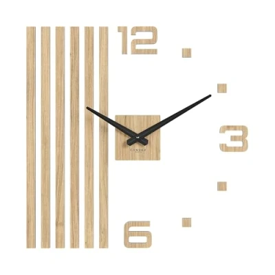 Afbeelding van Cander Berlin MNU 2760 P XXL wandklok stil 60 cm houtfineer eiken woonkamer analoog zonder tikken muursticker