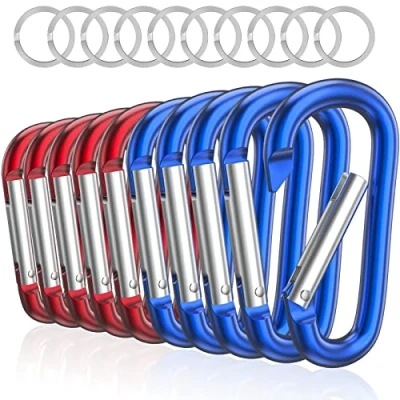 Afbeelding van Sprookber 3 inch aluminium karabijnhaak D Ring, Caribeener Clips, Spring Snap Hook voor Sleutelhanger Clip, Set van 10 (Multicolor)