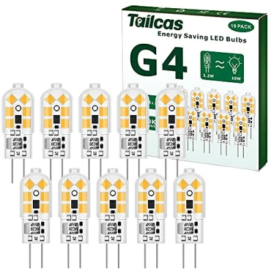 Afbeelding van G4 Ledlamp, warmwit, 1,2 W, 12 V, G4, vervanging voor 10 W halogeenlampen, 120 lm, 3000 K, 360 graden, AC/DC, geen flikkeren, niet dimbaar, penfitting, stuks