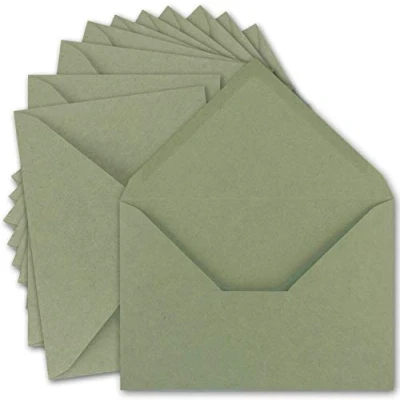 Afbeelding van NEUSER PAPIER GUSTAV 50x Vintage enveloppen DIN C5 kraftpapier 120 g/m² 157 x 225 mm groen, recycling, natte lijm, puntige klep Environmental by