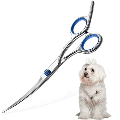 Afbeelding van Pet Grooming Schaar, Jiasoval 6 &quot;Up Gebogen Hond Schaar Set met Veiligheid Ronde Tip, RVS Huisdier Kat Haar Snijden Trimmen