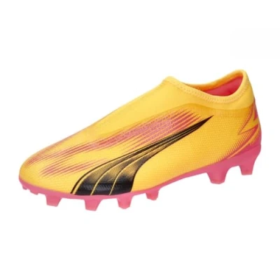 Afbeelding van Puma Ultra Match LL FG/AG JR Unisex Voetbalschoenen met kunststof noppen voor kinderen, Maat: 35, Sun stream/black/sunset glow Kunststof/ textiel