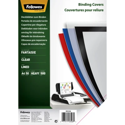 Afbeelding van Voorblad Fellowes A4 PP 500micron transparant lijnen 50stuks