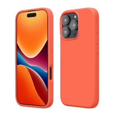 Afbeelding van kwmobile telefoonhoesje geschikt voor Apple iPhone 16 Pro Hoesje met siliconen coating Smartphone case in levendig koraal