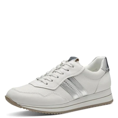 Afbeelding van Jana Platte damessneakers met dikke zool Vegan, wit, zilver, 37 EU