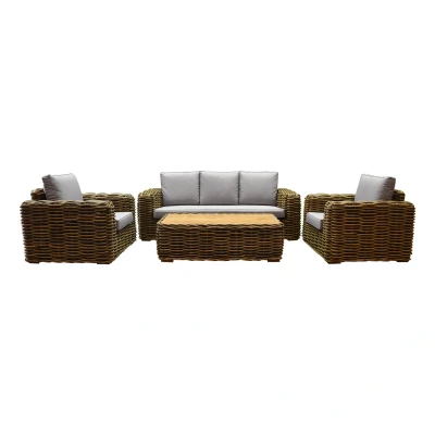 Afbeelding van Sumatra stoel bank 4 delig loungeset naturel rotan