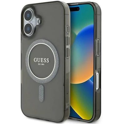 Afbeelding van Guess GUHMP16MHFGEREK iPhone 16 Plus 6,7&quot; czarny/zwart hardcase IML Glitter Cirkel MagSafe (Apple Plus), Smartphonehoes, Zwart