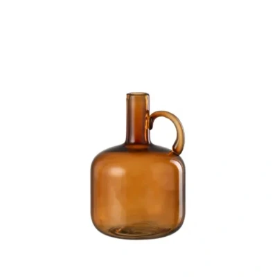 Afbeelding van J Line vaas 1 handvat glas bruin