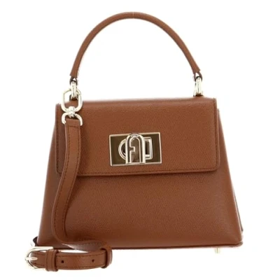 Afbeelding van FURLA Leren Handtas Avondtas 1927 Mini Top Handle Bag Cognac Bruine