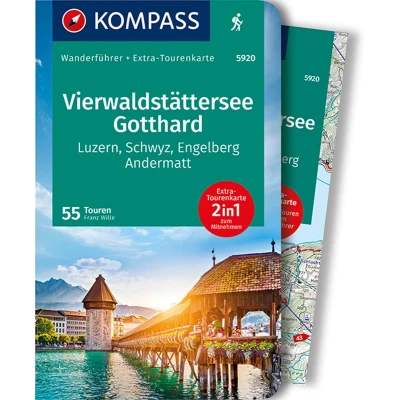 Afbeelding van KOMPASS Wanderführer Vierwaldstättersee, Gotthard, 55 Touren: mit Extra Tourenkarte, GPX Daten zum Download: 5920
