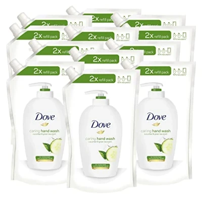 Afbeelding van 12 x Dove eco navulling kommer en groene thee, hydraterende vloeistof, zeep, revitaliseringseffect, navullingen van 500 ml