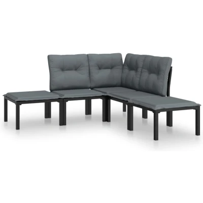 Afbeelding van vidaXL 5 delige Loungeset poly rattan zwart en grijs