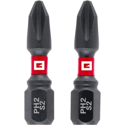 Afbeelding van Originele Einhell Impact bits met dubbele torsie, 2 delig, 30 mm, PH2 (S2 staal, hoge duurzaamheid, dubbel torsieeffect, rode kleurring, C 6,3 schacht)