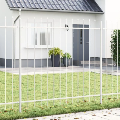 Afbeelding van vidaXL Tuinhek met Spitse Top Wit 13,6x1,5 m Staal