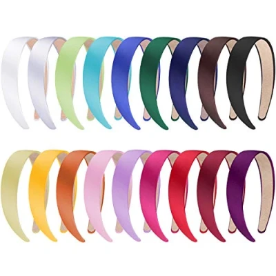Afbeelding van SIQUK 18 stuks satijnen hoofdbanden 1 inch brede antislip hoofdband kleurrijke doe het zelf voor vrouwen en meisjes, kleuren