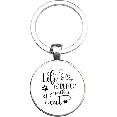 Afbeelding van Sleutelhanger Glas Life Is Better With A Cat