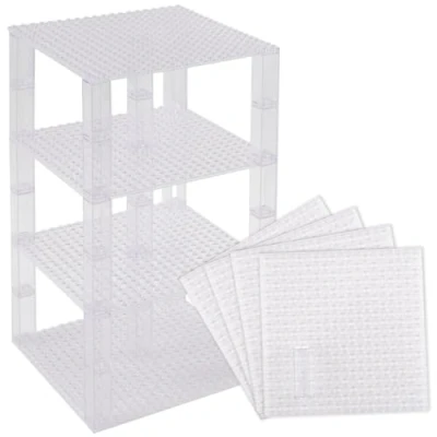 Afbeelding van Strictly Briks Brik Tower Klassieke bouwplaten 100% compatibel met alle grote merken bouwstenen voor torens en meer 4 stapelbare &amp; 30 Stackers doorzichtig 15 x cm (de bouwplaten)