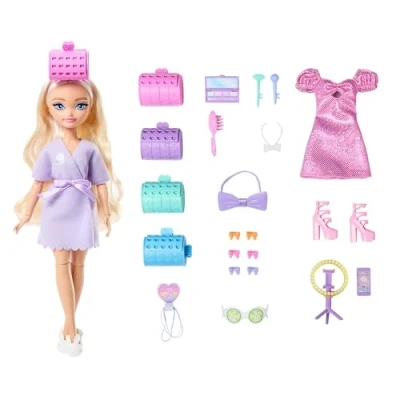 Afbeelding van ​Barbie Dream Besties GA ERVOOR met Barbie &#039;Malibu&#039; modepop gestileerd haar, inclusief verrassende haaraccessoires en meer dan 15 looks, JGG38