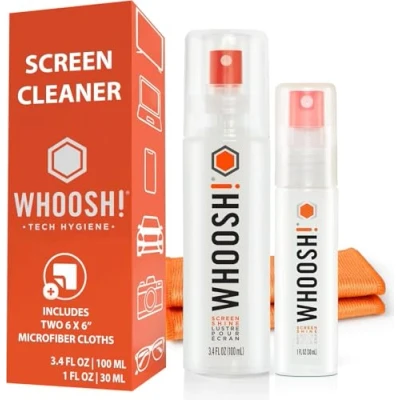 Afbeelding van WHOOSH! Screen Cleaner Kit beste voor smartphones, iPads, brillen, e Readers, LED, LCD &amp; TV&#039;s inclusief 100ml+ 30ml flessen +2 premium doeken