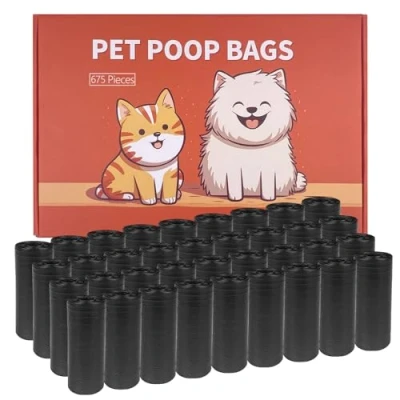 Afbeelding van WinGluge 675 stuks hondenpoepzakjes, biologisch afbreekbaar, poepzakken voor honden, hondenzakjes, scheurvast, rollen, poepzakjes lekvrij, zwart, 45 30 x 22,5 cm