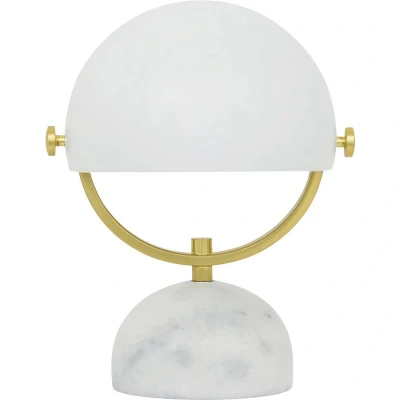 Afbeelding van Beacon Lighting tafellamp Lowe, wit/messing, marmeren voet