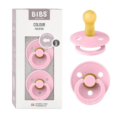 Afbeelding van BIBS Colour Speen verpakking van 2 stuks. BPA vrij, Ronde speen. Natuurlijk rubberlatex, Maat (6 18 maanden), Baby Pink/Baby Pink