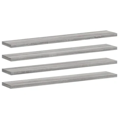 Afbeelding van Wandschappen 4 st 60x10x1,5 cm bewerkt hout grijs sonoma eiken