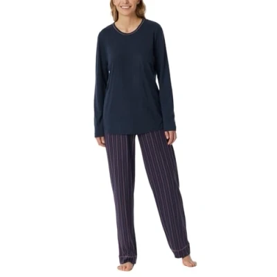 Afbeelding van Schiesser Dames pyjama set lang katoen modal nachtjapon pyjamaset, Multicolor 5_181237, 38, 38