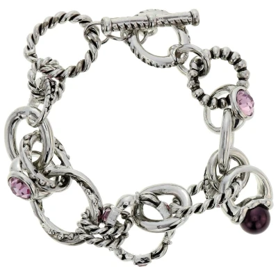 Afbeelding van Behave Zilver kleurige schakelarmband met paarse details