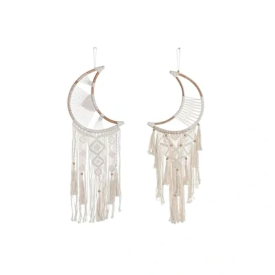 Afbeelding van Ophangdecoratie Home ESPRIT Crème Natuurlijk Boho Macramé (2 Stuks)