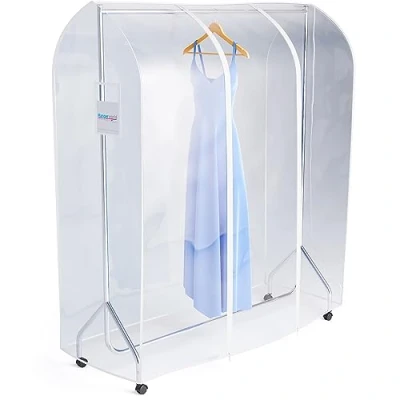 Afbeelding van HANGERWORLD 5ft (147cm) Transparante Kleding Kledingstuk Rits Rail Protector Cover met Document Pocket