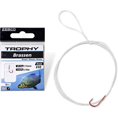 Afbeelding van Zebco Trophy Bream Hook to Nylon 70cm (8 pcs) Red Maat : 12