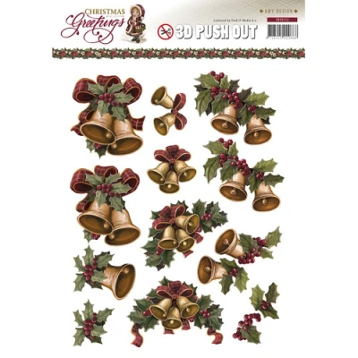 Afbeelding van Kerstklokken Christmas Greetings 3D Push Out Amy Design