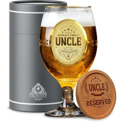 Afbeelding van Kies® Bierglas cadeau voor oom, geschenken mannen, gepersonaliseerde verjaardag grappige met gravure