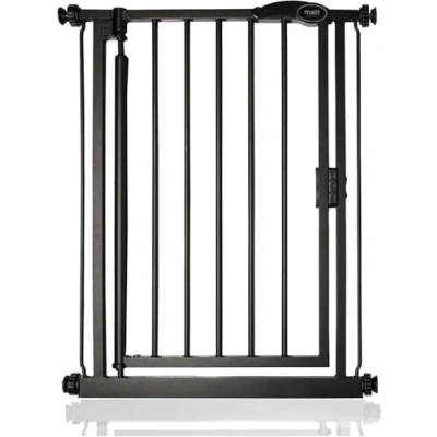 Afbeelding van Safetots Traphekje Drukbevestiging Zelfsluitend, Extra Smal, 61 cm 66,5 cm, Mat Zwart, Zelfsluitend Babyhekje, Veiligheidshekje voor Peuter, Eenvoudige Installatie.
