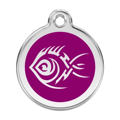 Afbeelding van Tribal Fish Purple roestvrijstalen hondenpenning large/groot dia. 3,8 cm RedDingo