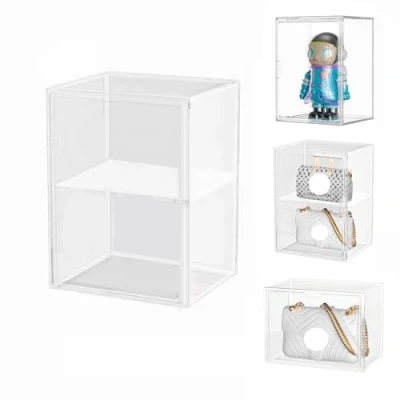 Afbeelding van Siyecioa Showbox vitrine, acryl glazen plexiglas vitrine met deur voor actiefiguren, speelgoed, minifiguren, verzamelfiguren, zelfmontage 2 lagen (40 x 30 25 cm)