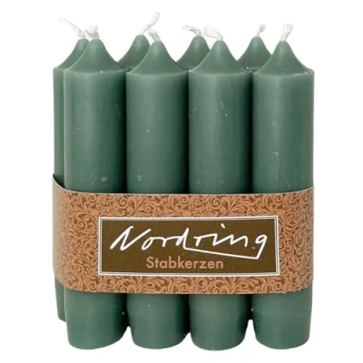 Afbeelding van Nordring 8 stuks staafkaarsen mosgroen 2,2 x 11 cm hoog