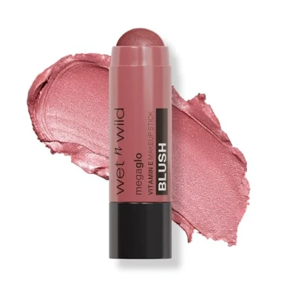 Afbeelding van Wet n Wild, Mega Glo Vitamin E Make up Stick, Multifunctionele Blush Stick voor Ogen, Wangen en Lippen, met Opbouwbare Mengbare Formule, Reisklaar Intrekbaar, Currant Jam