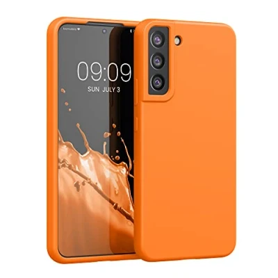 Afbeelding van kwmobile telefoonhoesje geschikt voor Samsung Galaxy S22 Plus Hoesje met siliconen coating Smartphone case in fruitig oranje