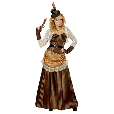 Afbeelding van Widmann Kostuum steampunk, jurk, riem, minihut, carnaval, themafeest