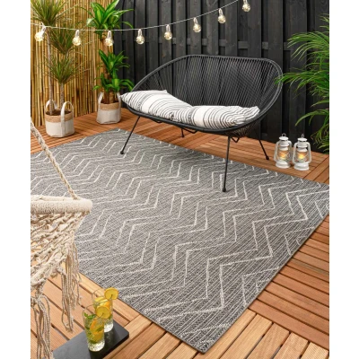 Afbeelding van Buitenkleed Zig Zag Summer Grijs/crème 80x150 Cm