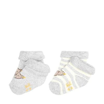 Afbeelding van Steiff Unisex Kids Mini Basic Sokken 2 Pack GOTS, Soft Grey Melange, 22