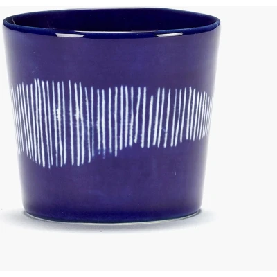 Afbeelding van Serax Yotam Ottolenghi Feast espressokopje 15cl lapislazuli swirl stripes wit (set van 4)